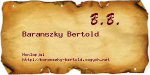 Baranszky Bertold névjegykártya